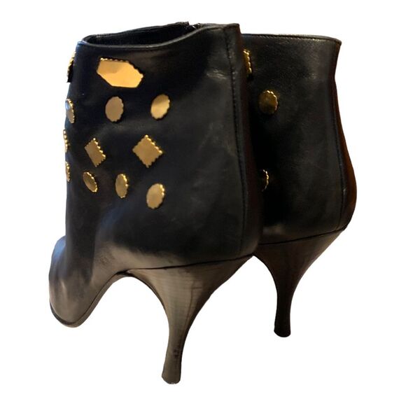 ANDREA PFISTER vintage dead stock black and gold stiletto bootie Italian size 10 - Picture 9 of 13